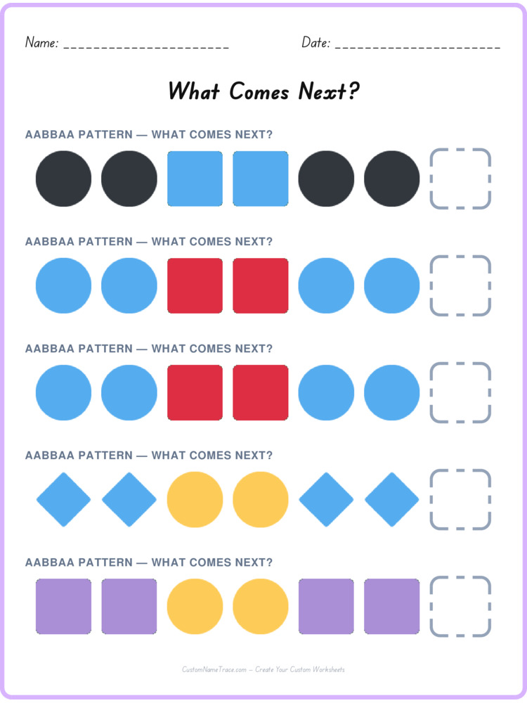 AABBAA pattern worksheet 20 for kids