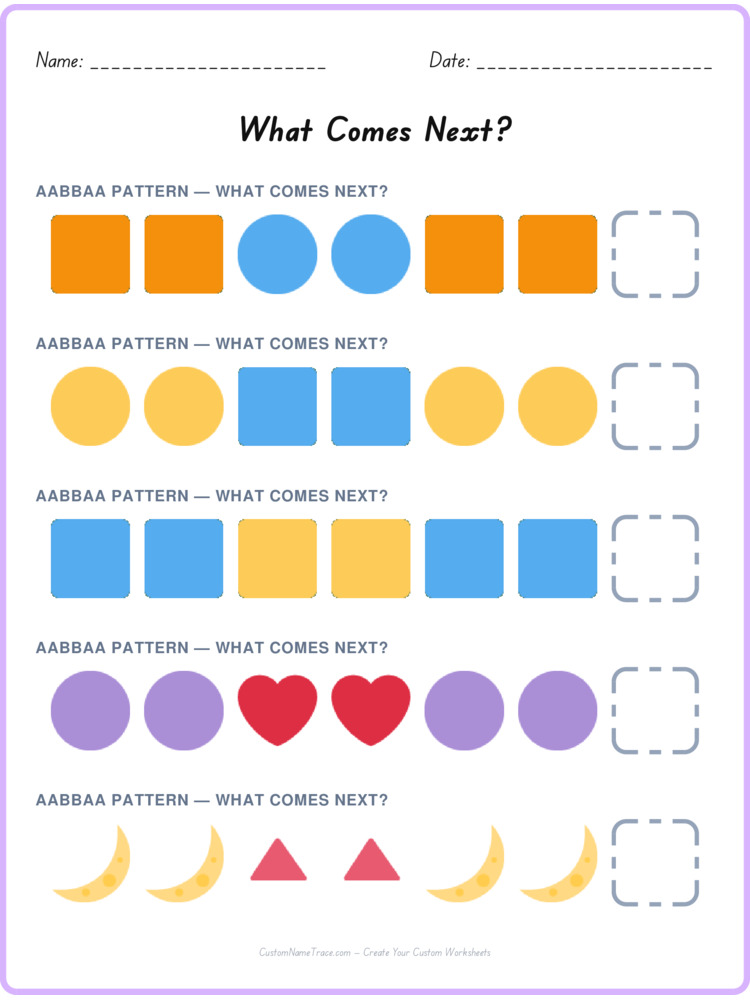 AABBAA pattern worksheet 21 for kids