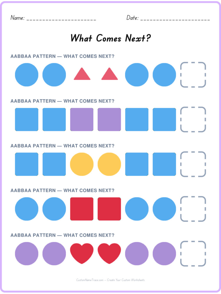 AABBAA pattern worksheet 25 for kids