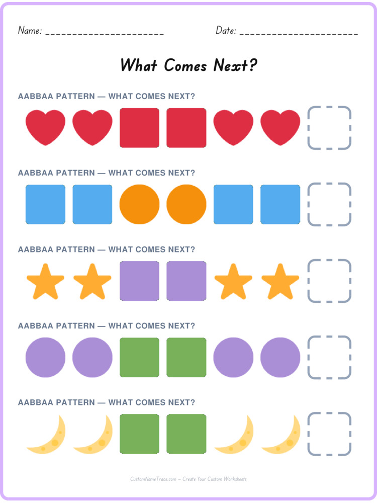 AABBAA pattern worksheet 27 for kids