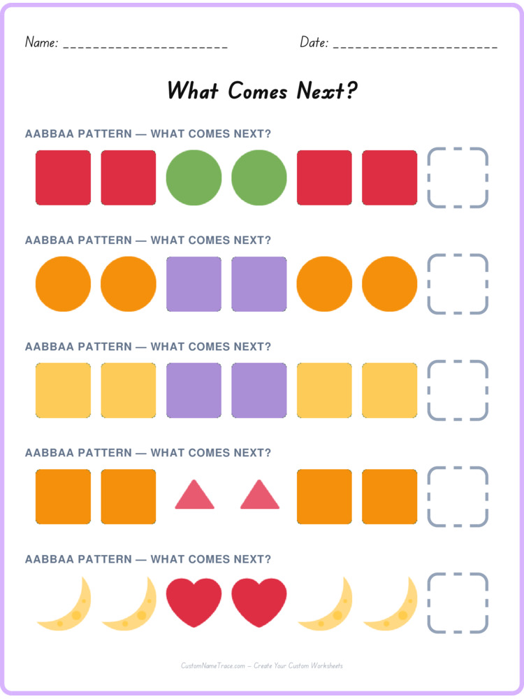 AABBAA pattern worksheet 29 for kids