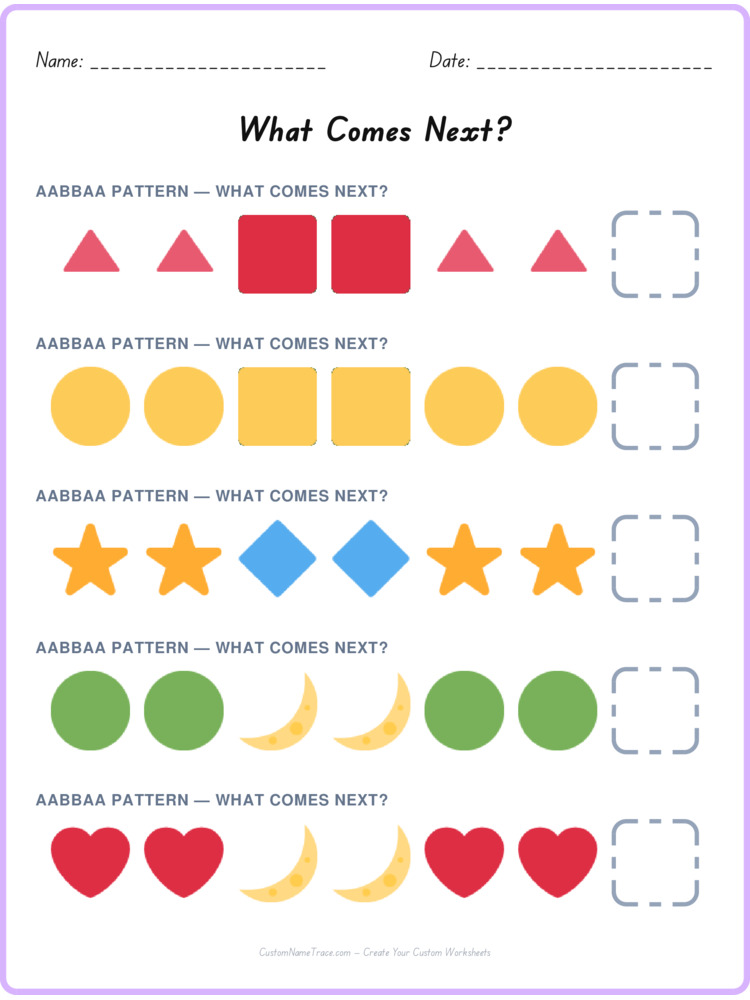 AABBAA pattern worksheet 30 for kids
