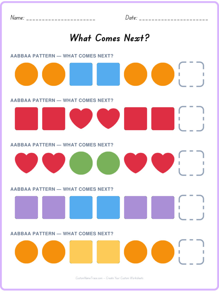 AABBAA pattern worksheet 33 for kids