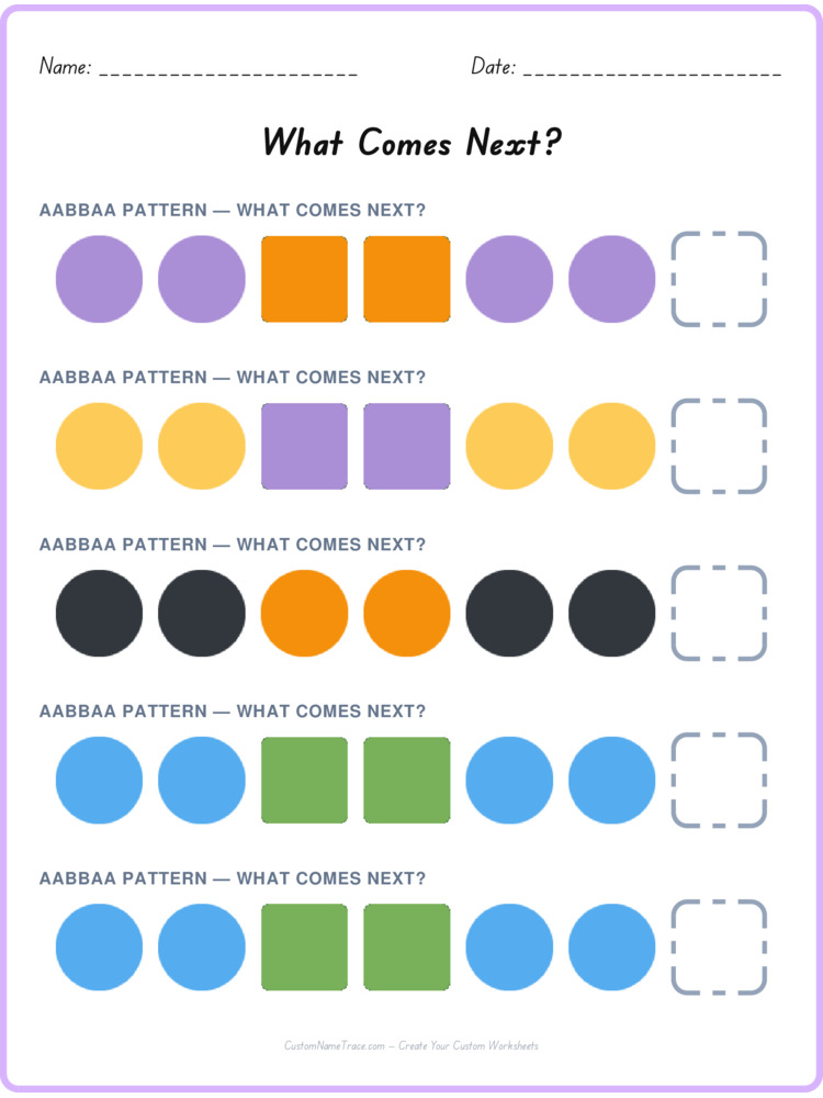 AABBAA pattern worksheet 38 for kids