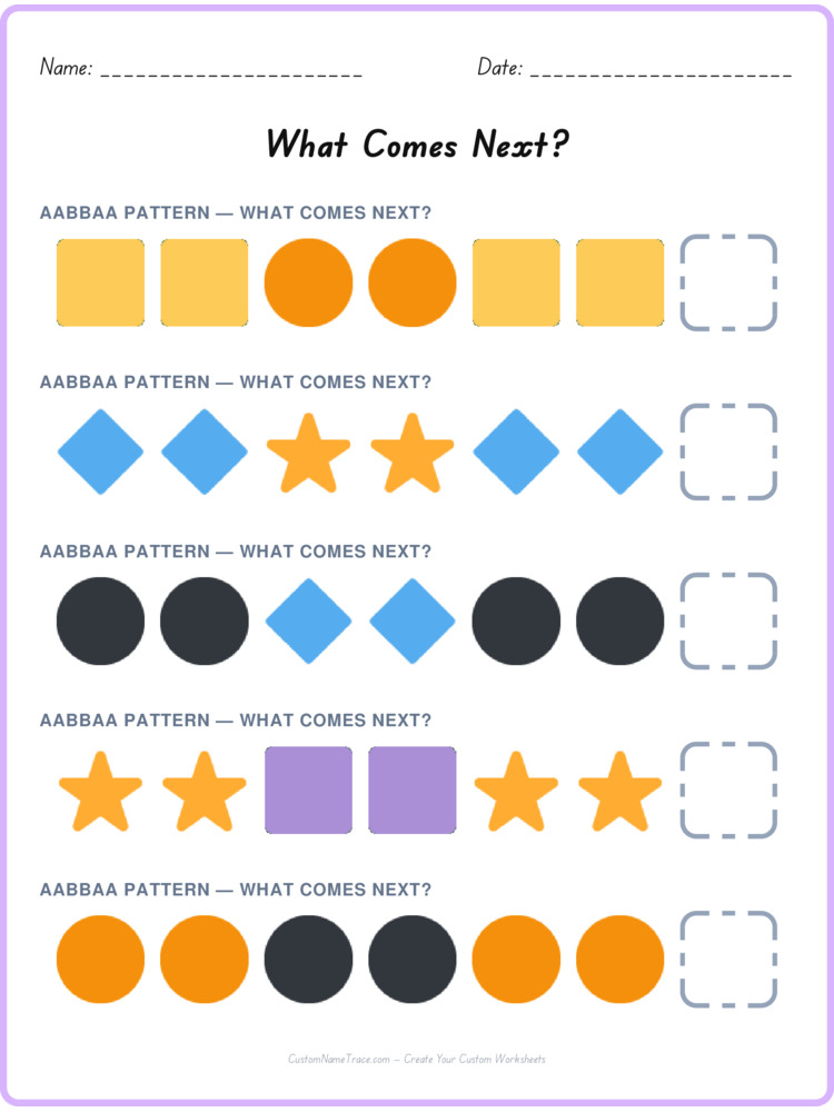 AABBAA pattern worksheet 8 for kids