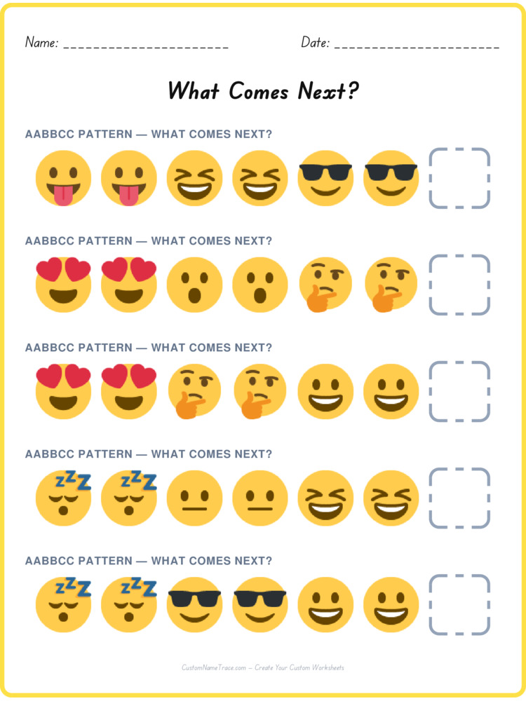 AABBCC pattern worksheet 10 for kids