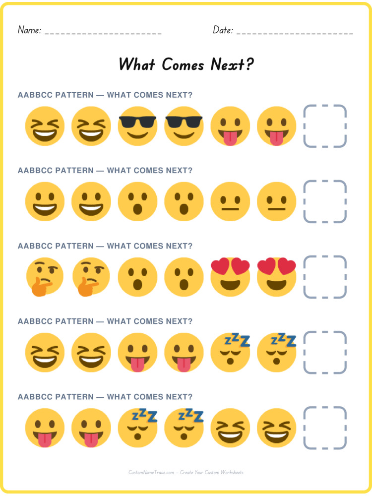AABBCC pattern worksheet 12 for kids