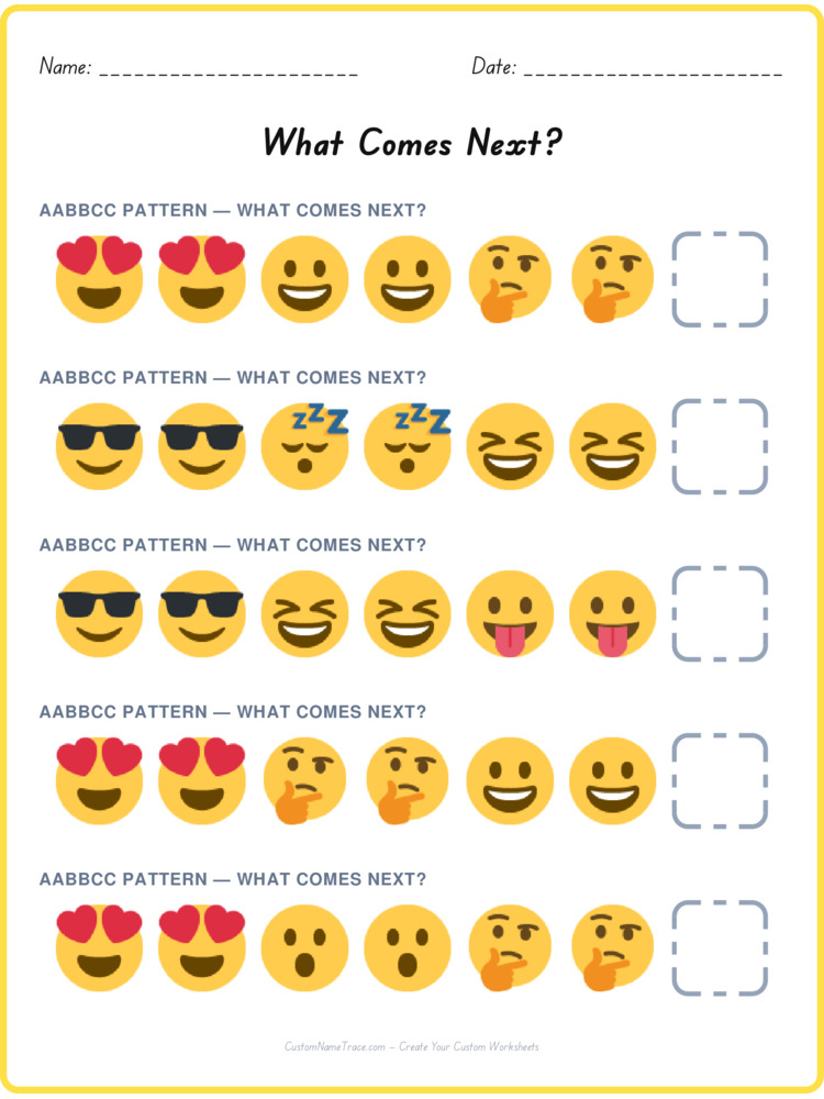 AABBCC pattern worksheet 13 for kids