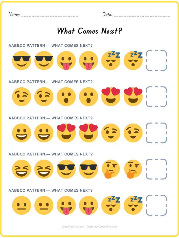AABBCC pattern worksheet 18 for kids