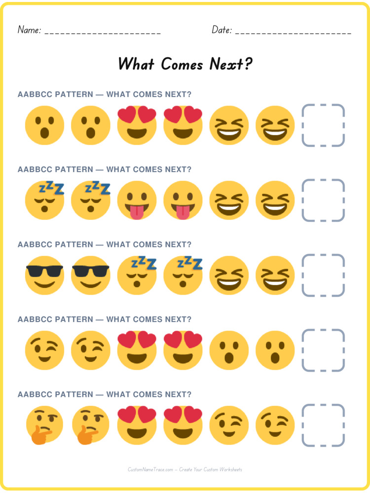 AABBCC pattern worksheet 19 for kids