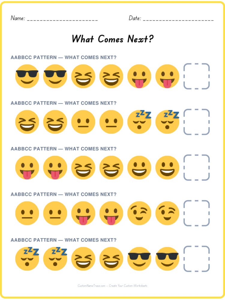 AABBCC pattern worksheet 2 for kids
