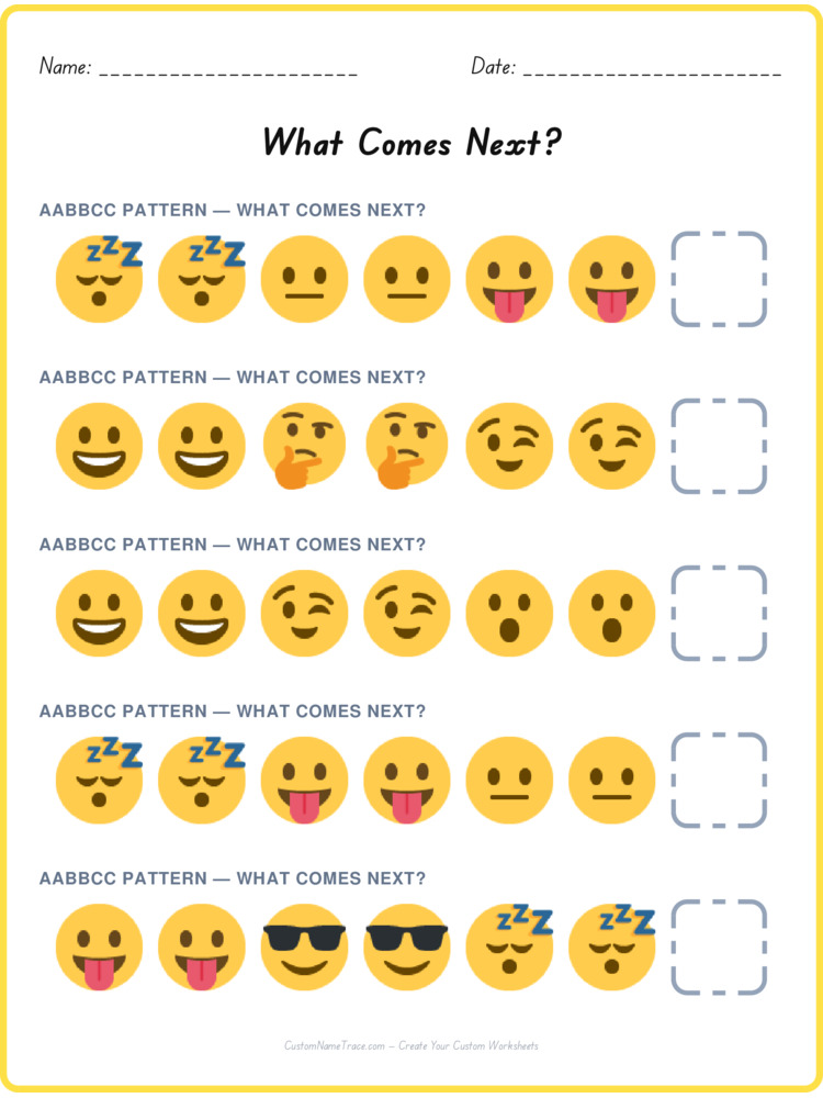 AABBCC pattern worksheet 20 for kids