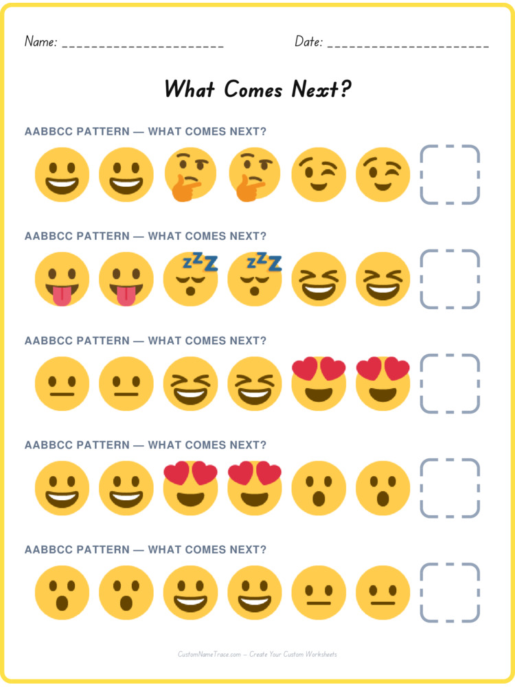 AABBCC pattern worksheet 25 for kids