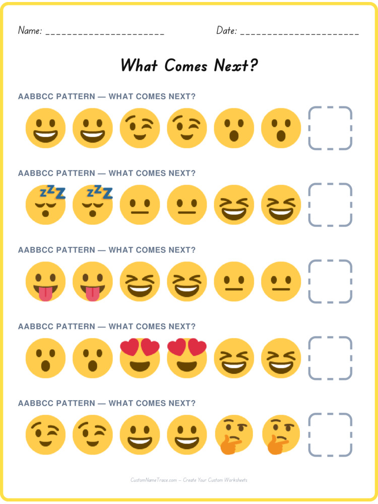 AABBCC pattern worksheet 30 for kids