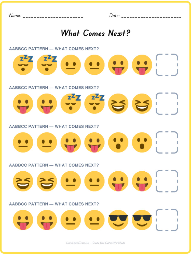 AABBCC pattern worksheet 4 for kids
