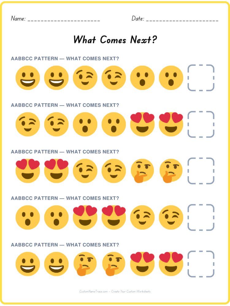 AABBCC pattern worksheet 5 for kids