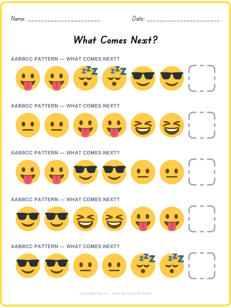 AABBCC pattern worksheet 6 for kids