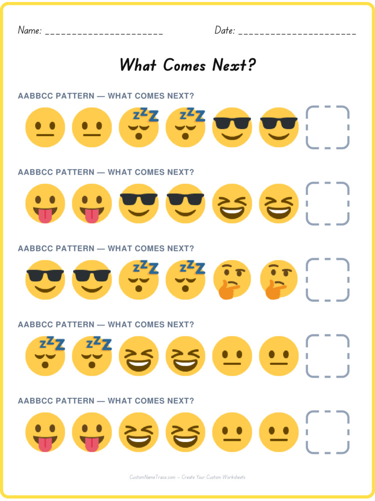 AABBCC pattern worksheet 8 for kids