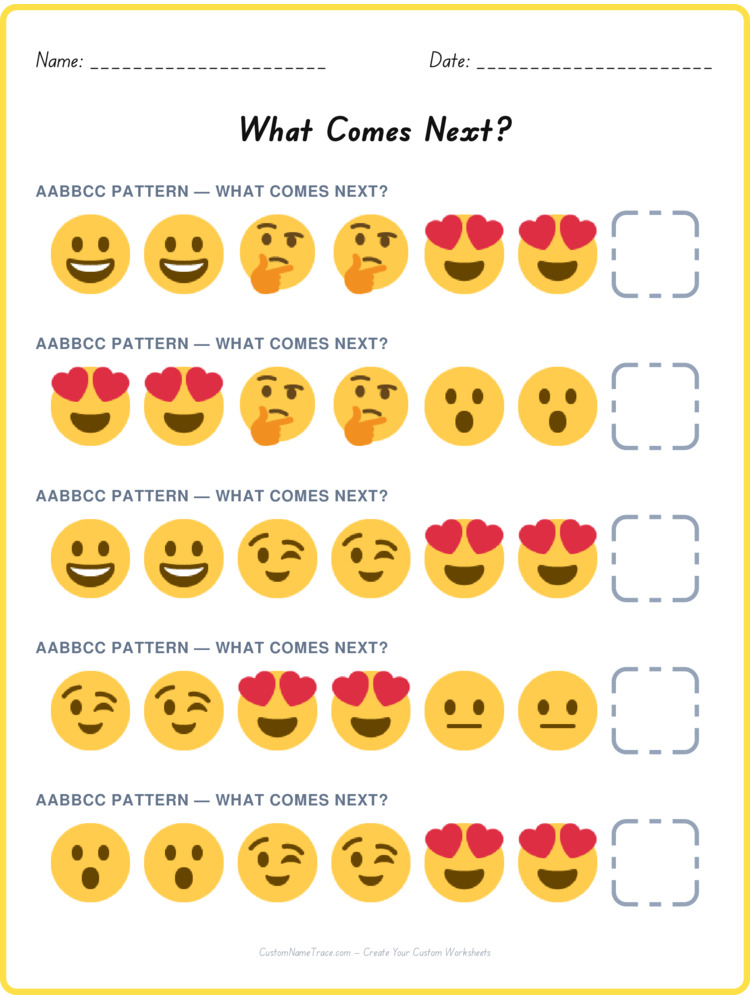 AABBCC pattern worksheet 9 for kids
