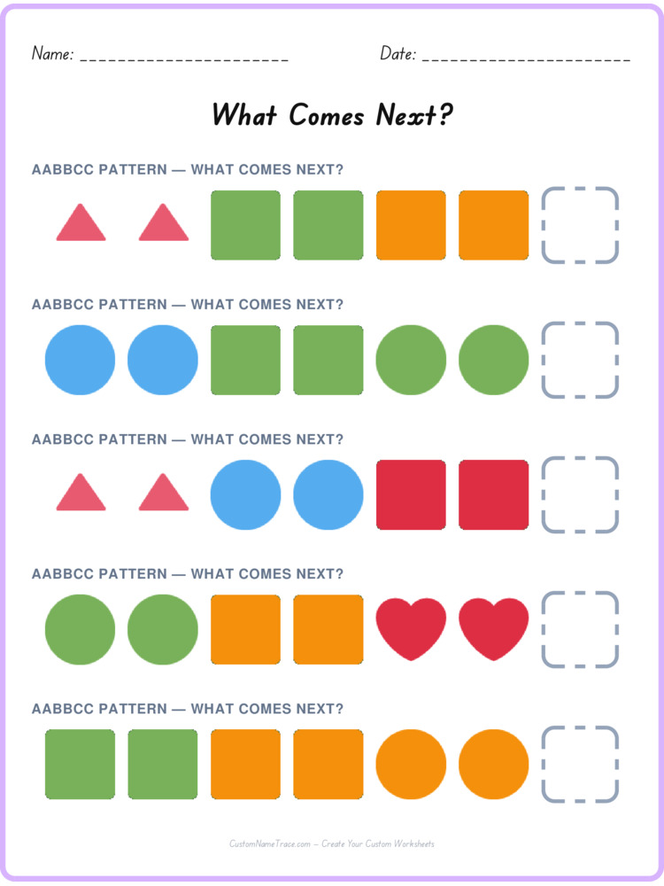 AABBCC pattern worksheet 1 for kids