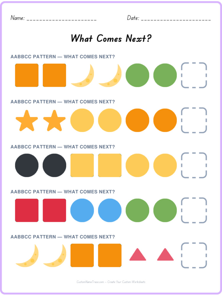 AABBCC pattern worksheet 10 for kids