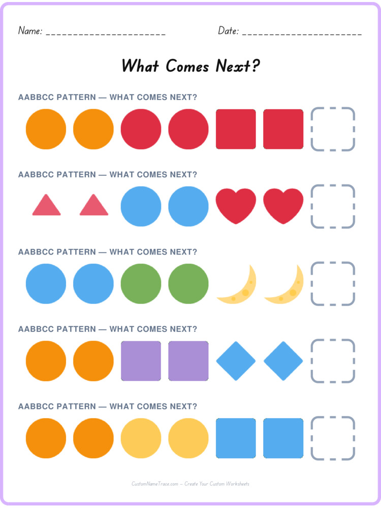 AABBCC pattern worksheet 11 for kids