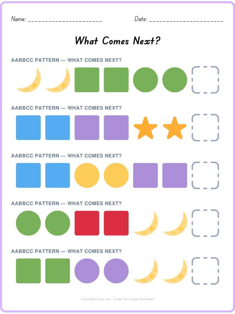 AABBCC pattern worksheet 14 for kids