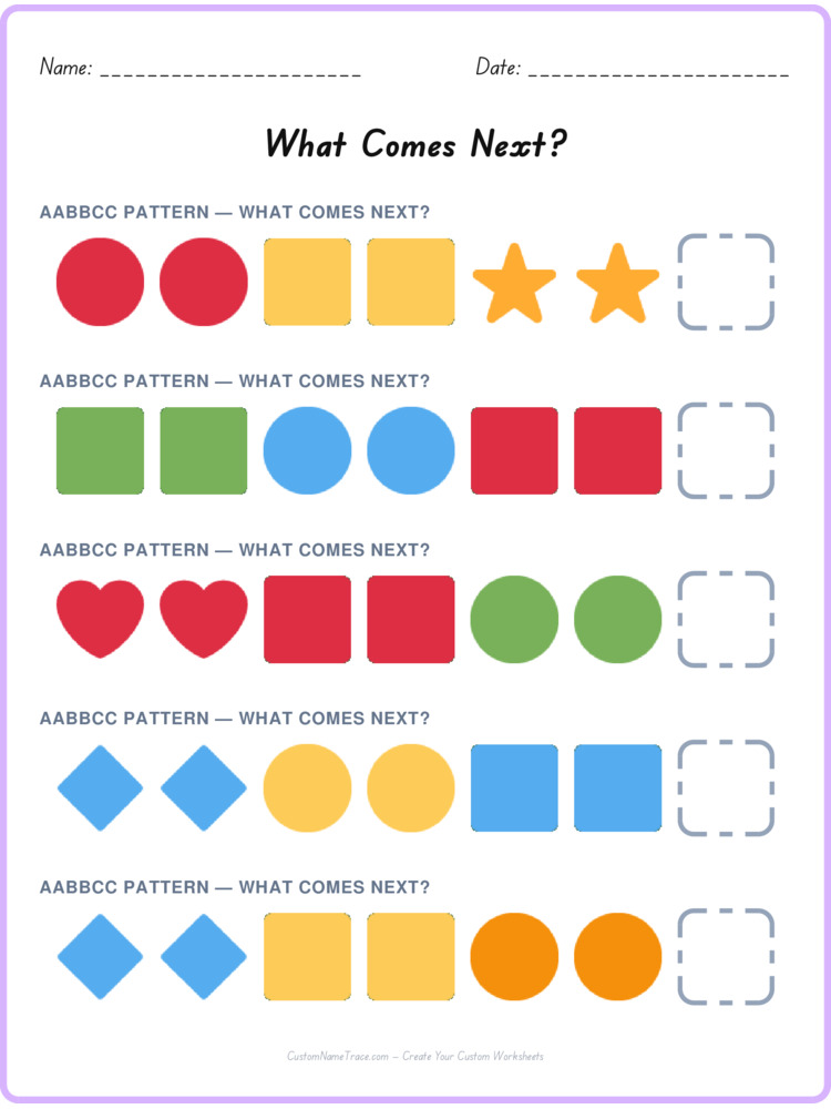 AABBCC pattern worksheet 15 for kids