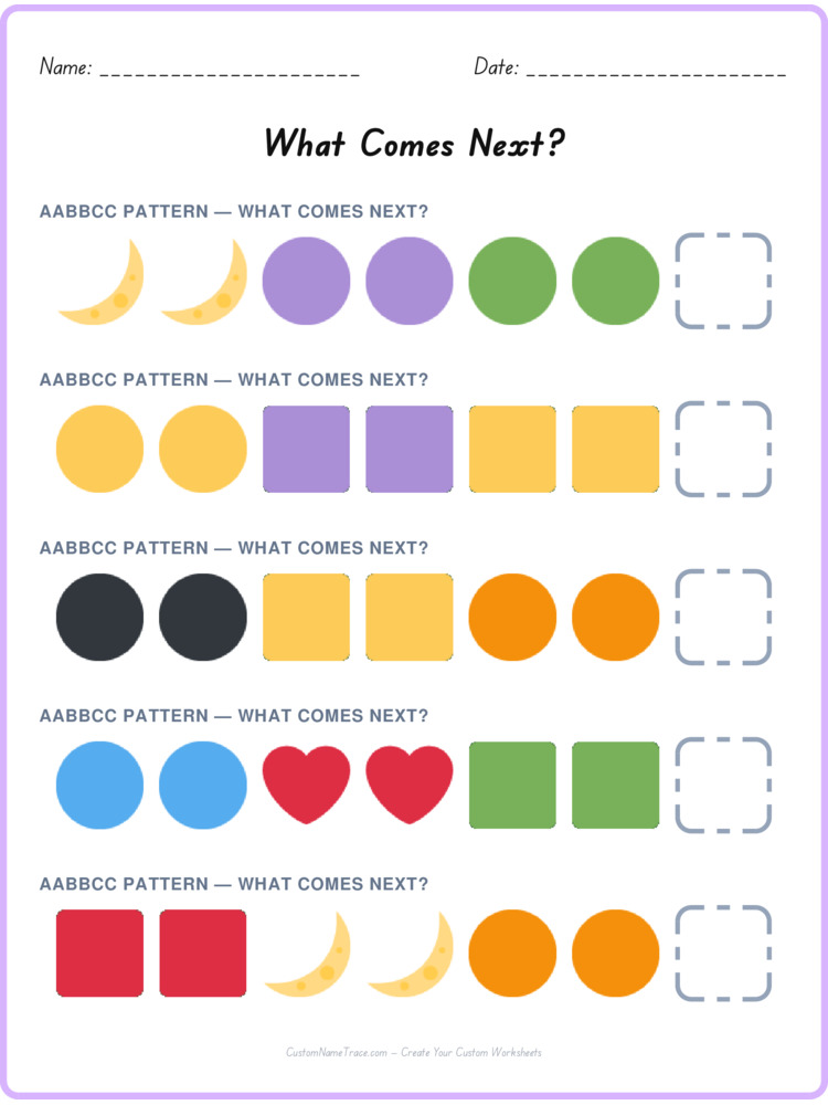 AABBCC pattern worksheet 16 for kids