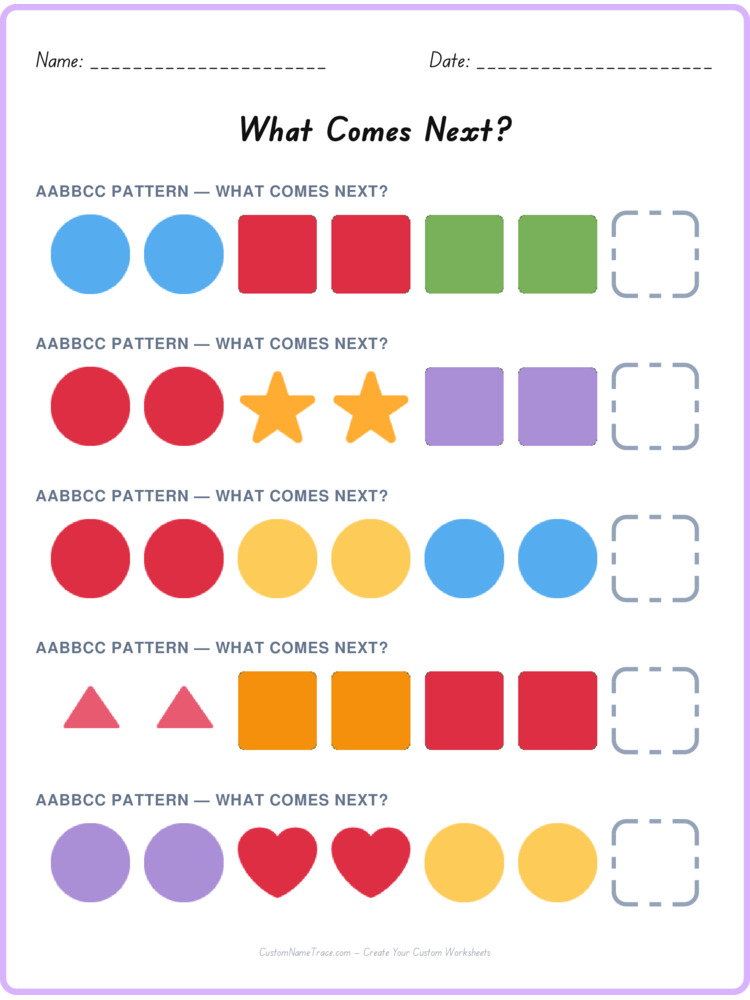 AABBCC pattern worksheet 18 for kids
