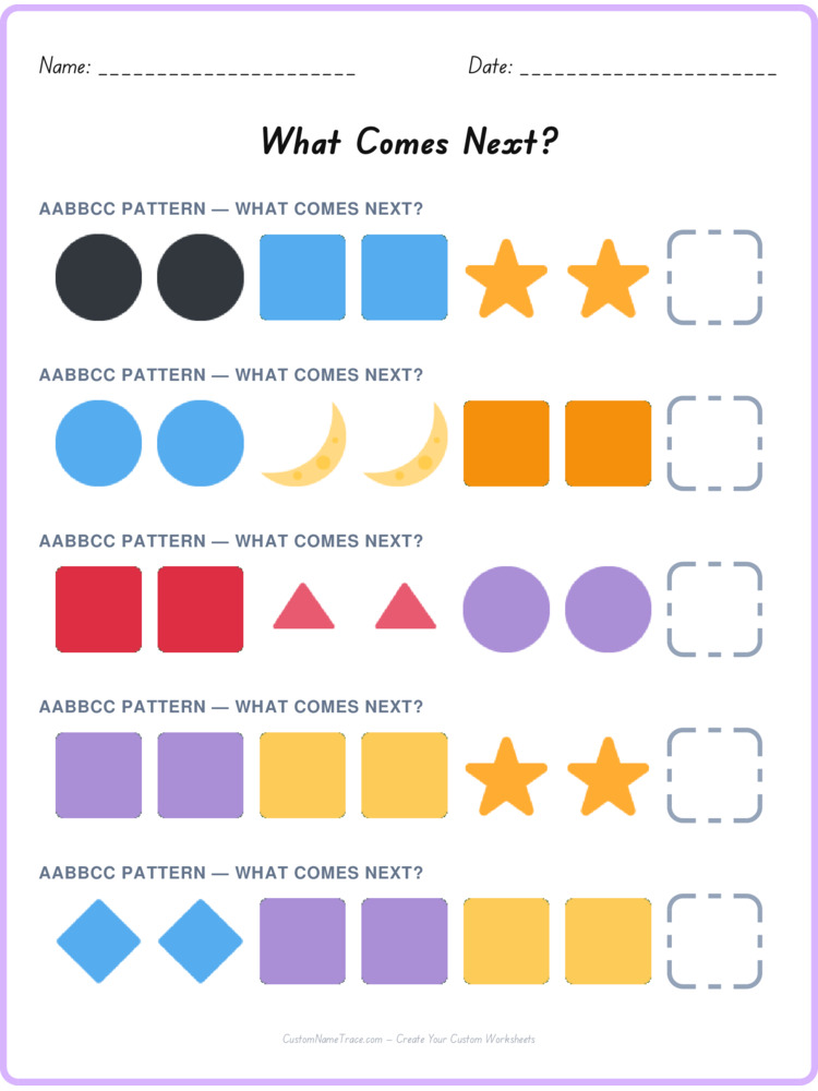 AABBCC pattern worksheet 19 for kids