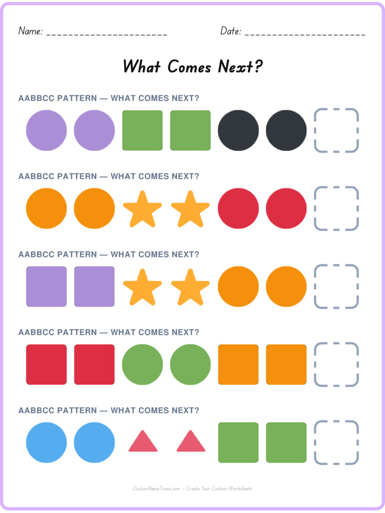 AABBCC pattern worksheet 20 for kids