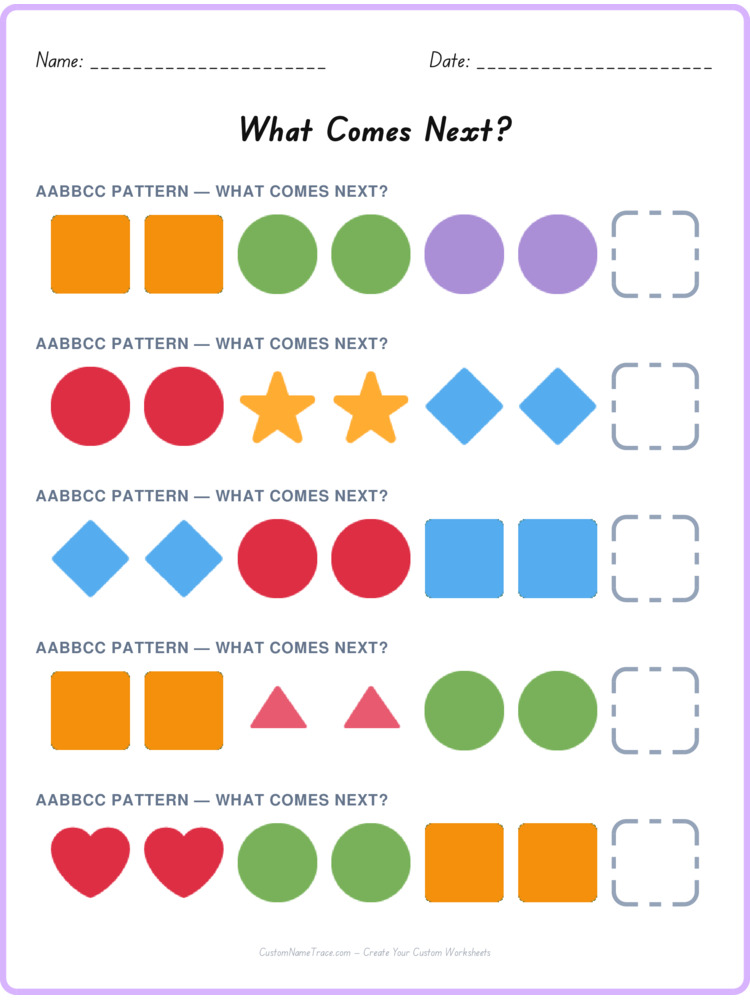 AABBCC pattern worksheet 22 for kids