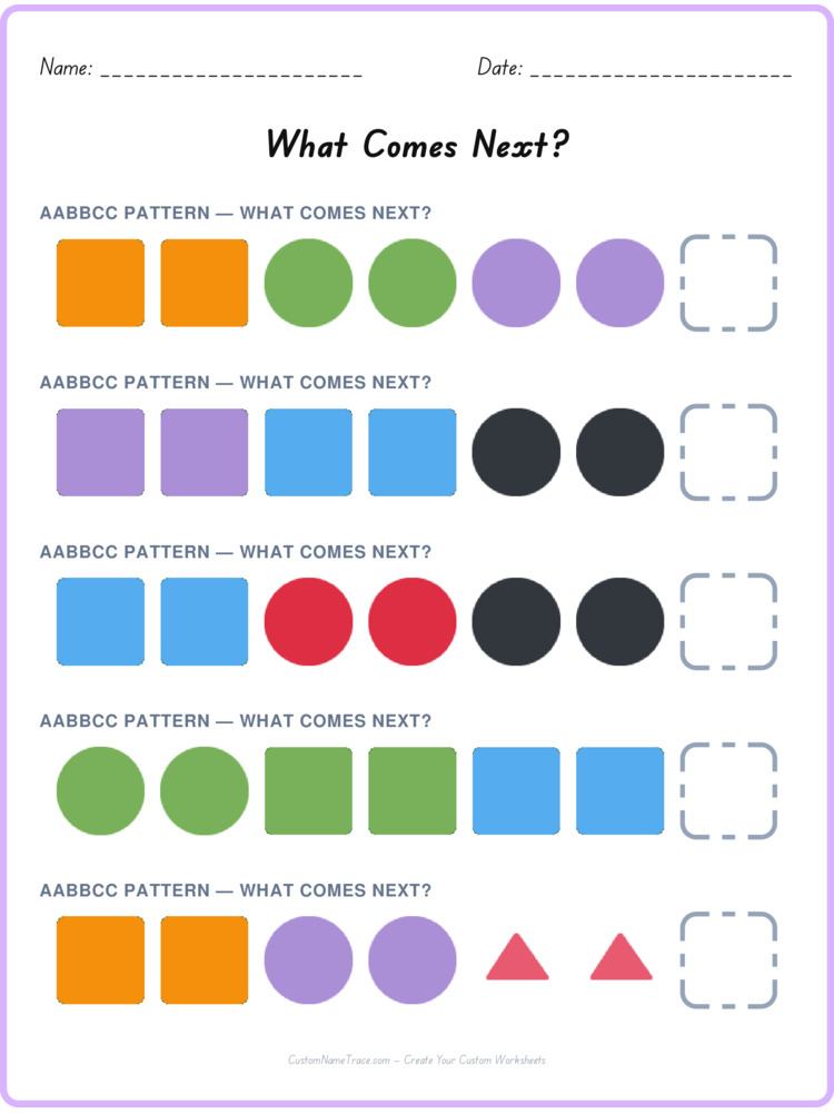AABBCC pattern worksheet 26 for kids