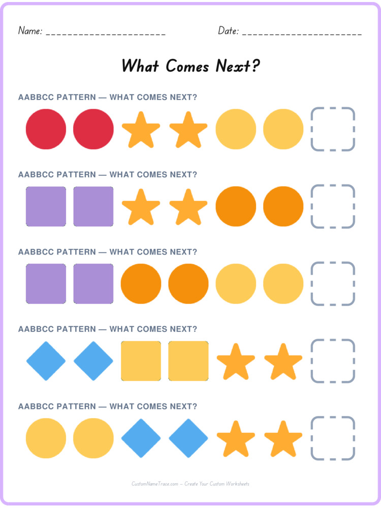 AABBCC pattern worksheet 4 for kids