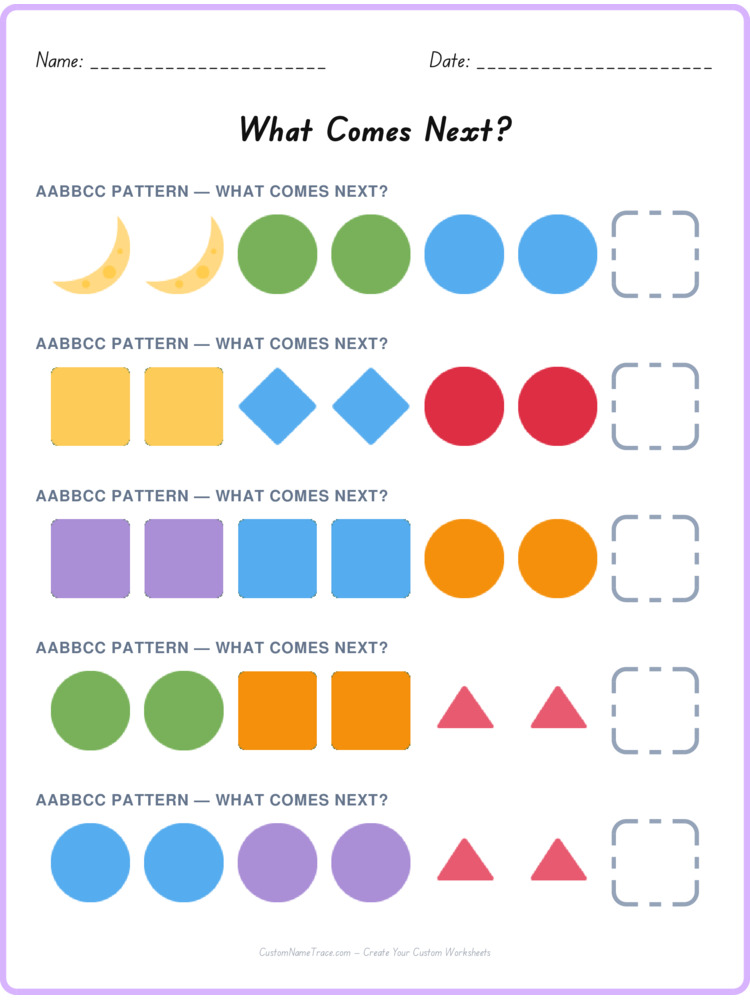 AABBCC pattern worksheet 40 for kids