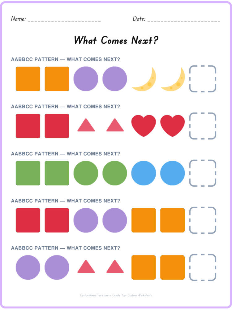AABBCC pattern worksheet 5 for kids