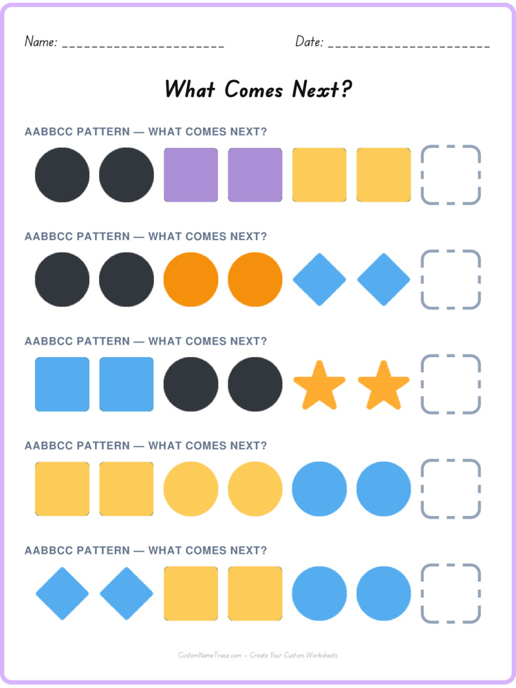 AABBCC pattern worksheet 6 for kids