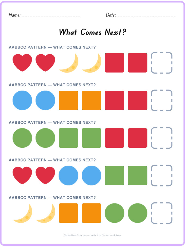 AABBCC pattern worksheet 7 for kids
