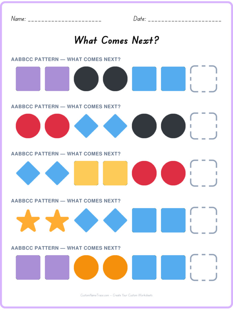 AABBCC pattern worksheet 8 for kids