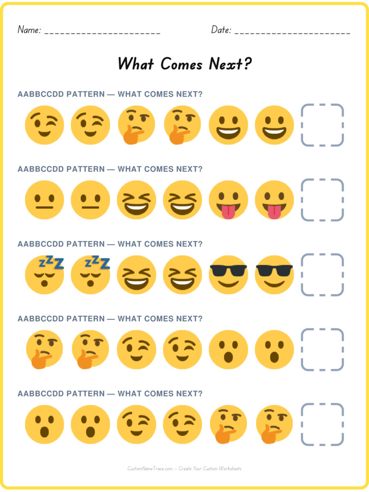 AABBCCDD pattern worksheet 15 for kids