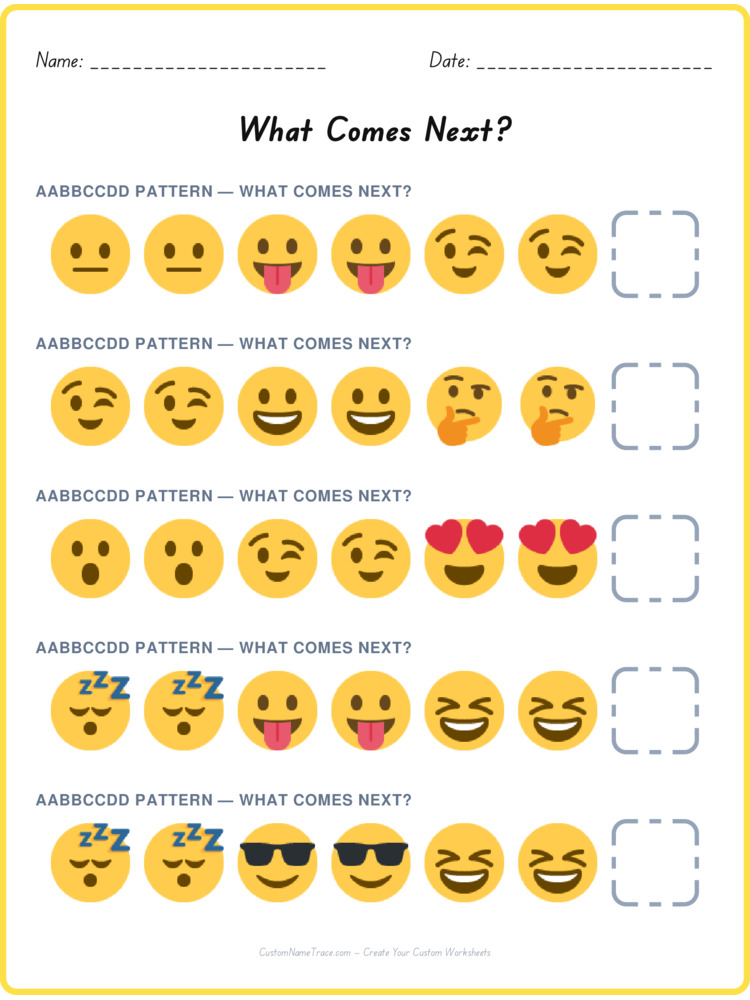 AABBCCDD pattern worksheet 16 for kids