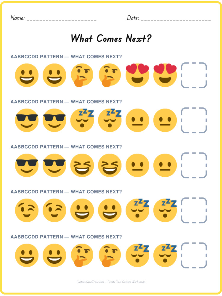AABBCCDD pattern worksheet 17 for kids