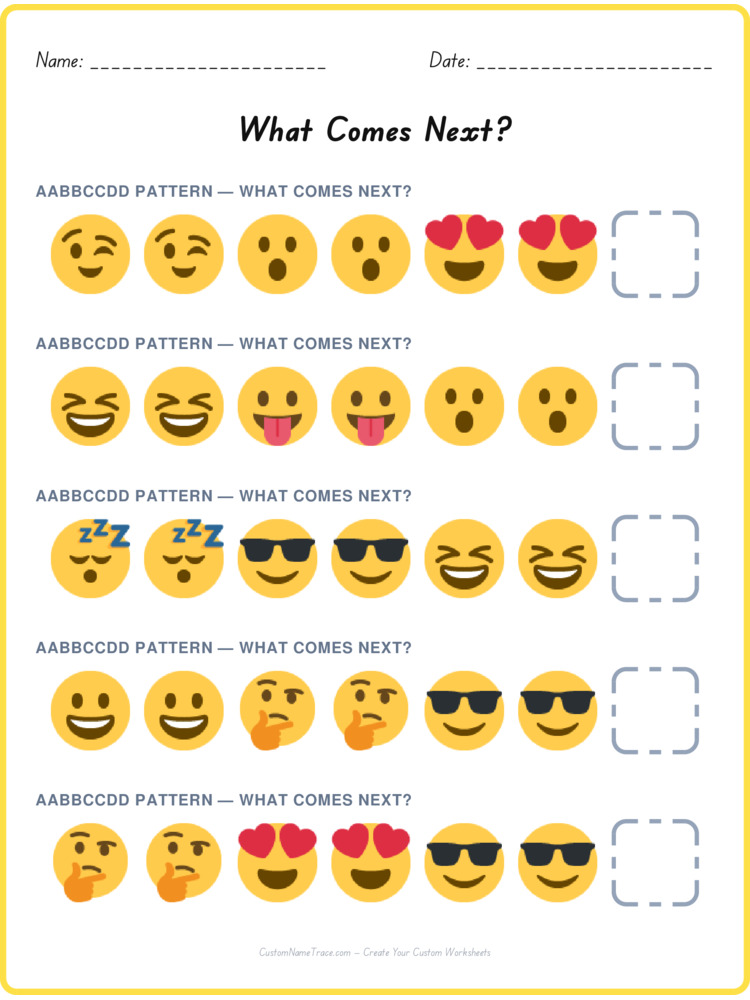 AABBCCDD pattern worksheet 21 for kids