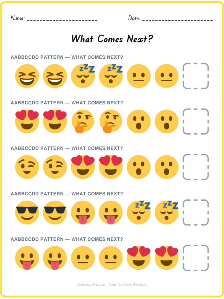 AABBCCDD pattern worksheet 22 for kids