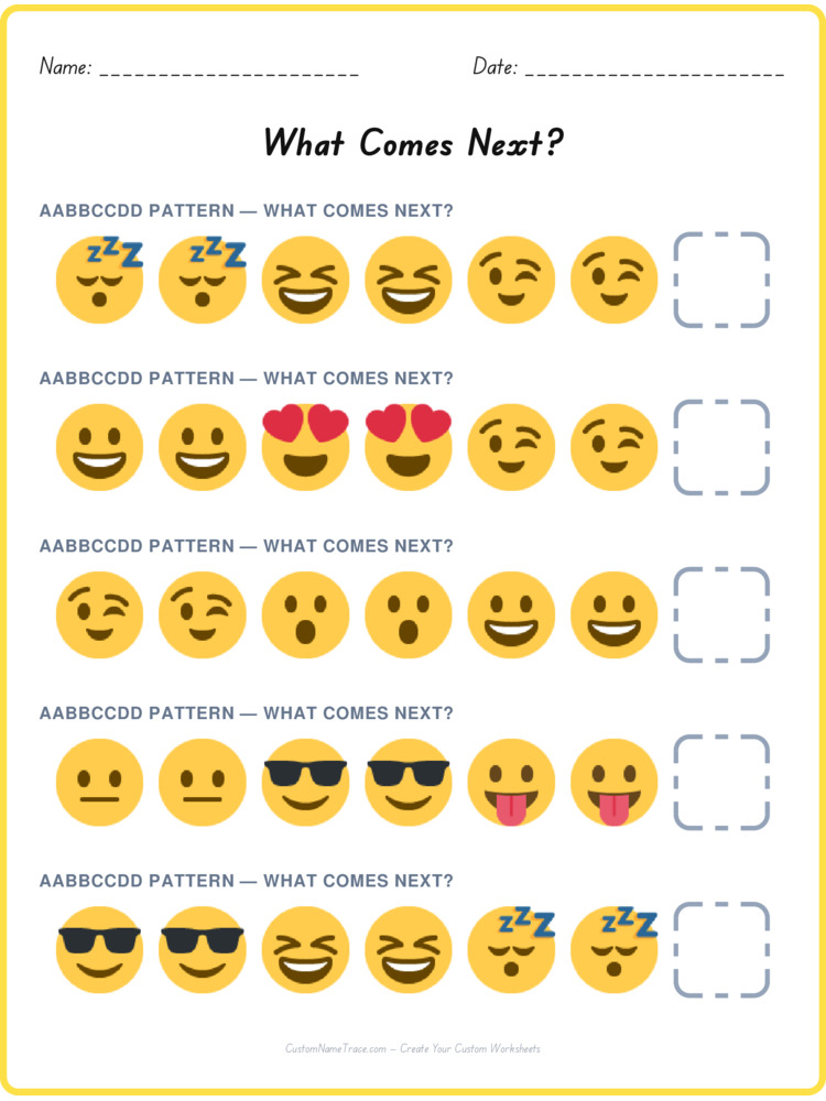 AABBCCDD pattern worksheet 24 for kids