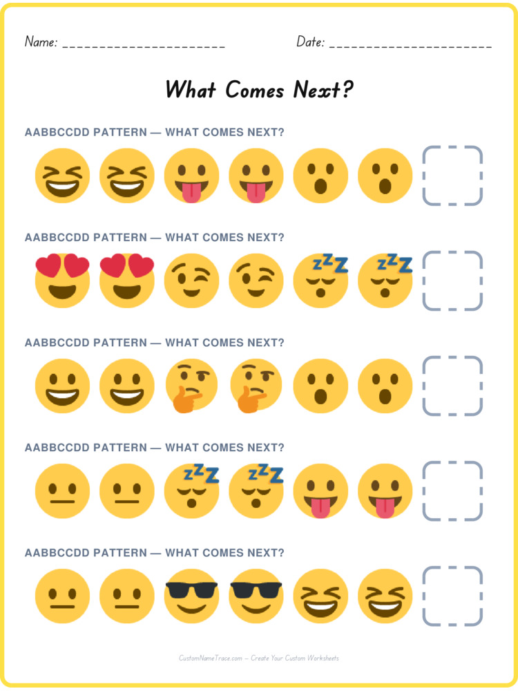 AABBCCDD pattern worksheet 26 for kids