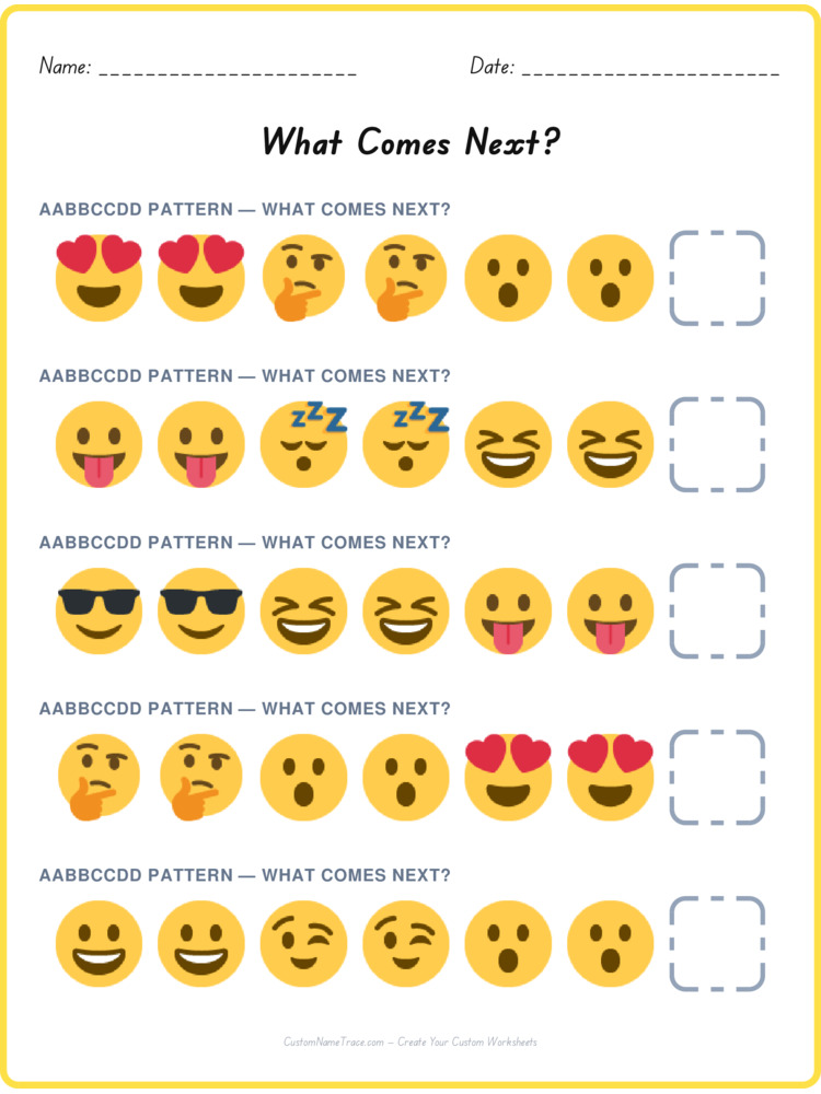 AABBCCDD pattern worksheet 27 for kids