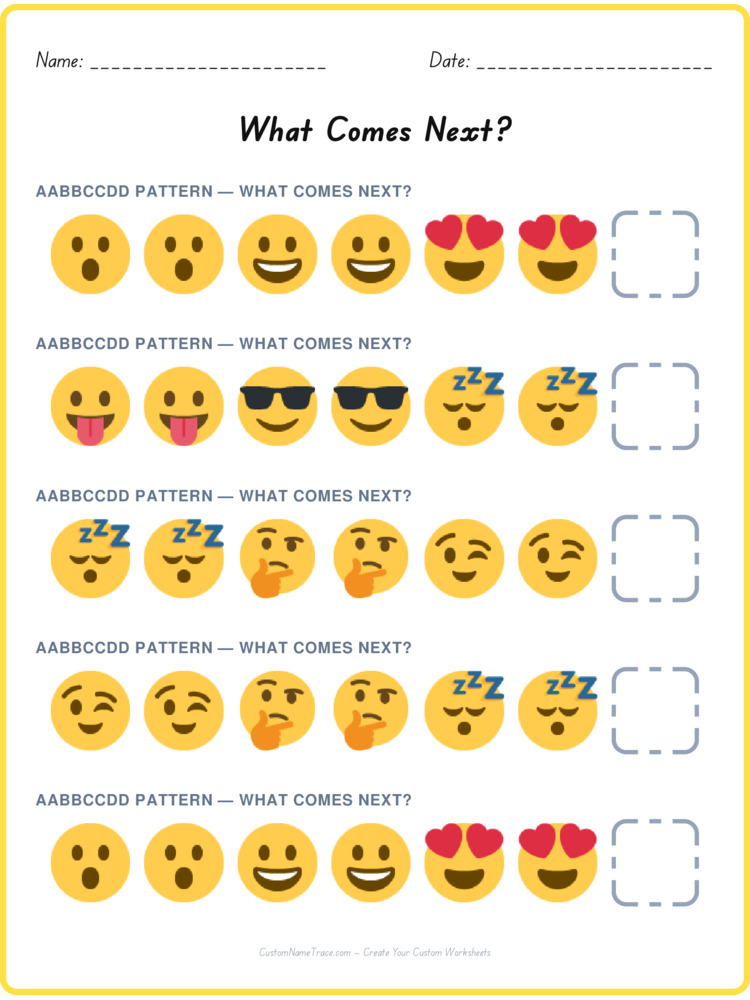 AABBCCDD pattern worksheet 32 for kids