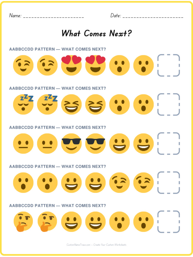 AABBCCDD pattern worksheet 34 for kids